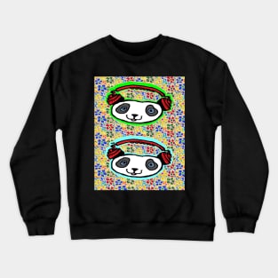 flowers,rocking,urban,panda by LowEndGraphics Crewneck Sweatshirt